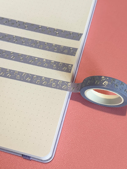 10mm Foiled Book Icons Washi Tape