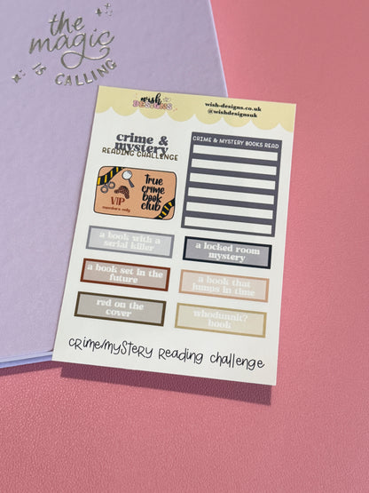 Crime/Mystery Reading Challenge Vinyl Sticker Sheet