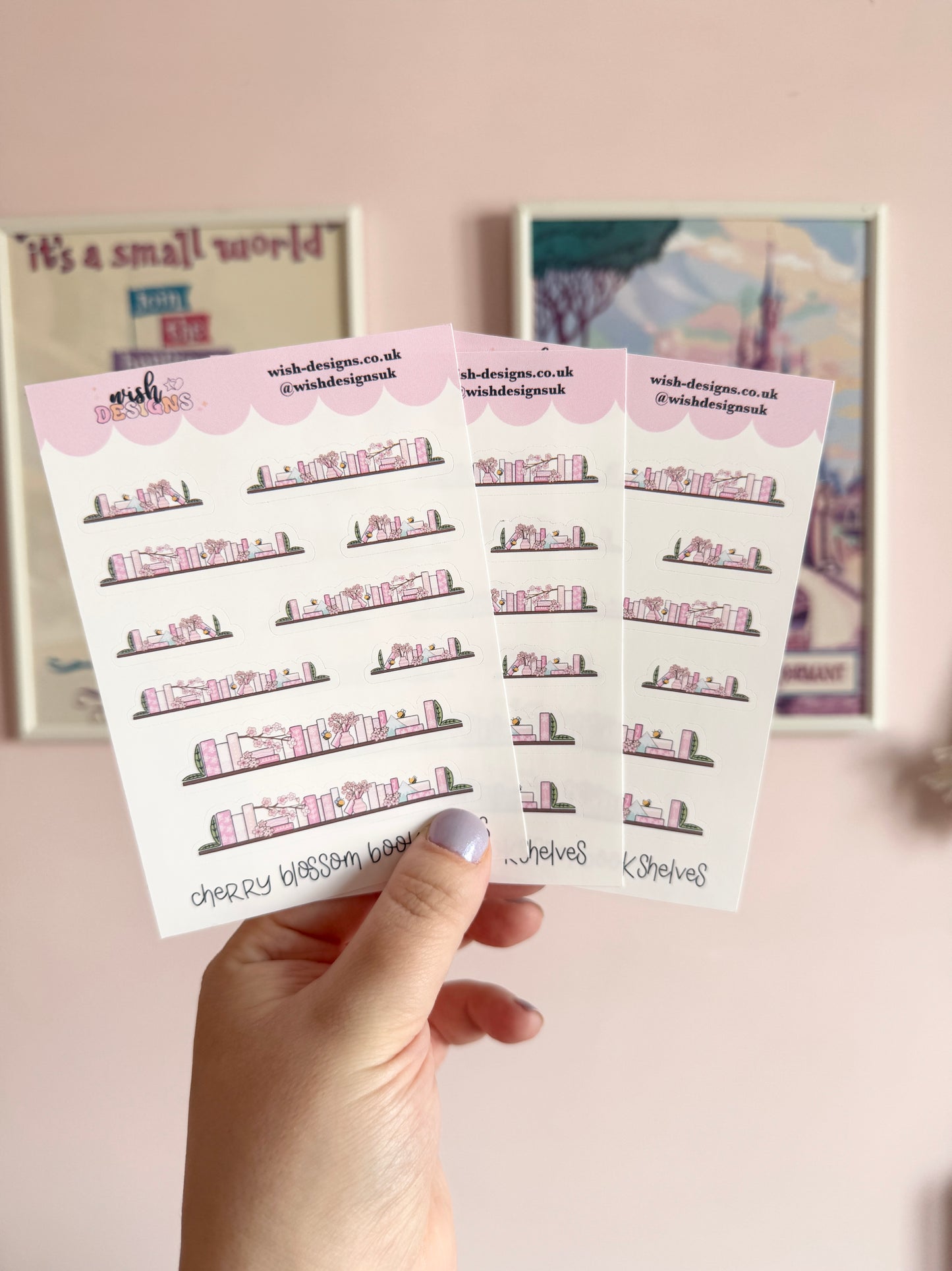 Cherry Blossom Bookshelves Vinyl Sticker Sheet
