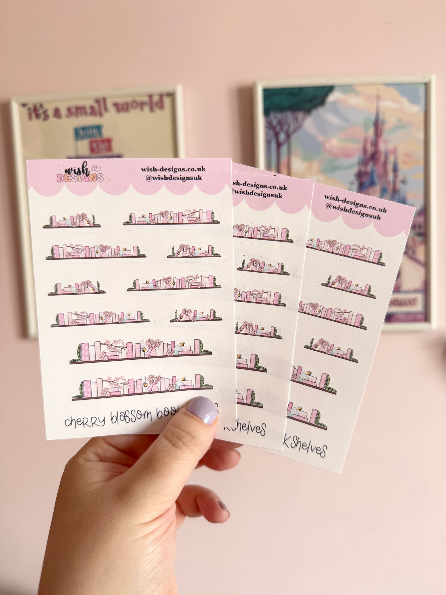 Cherry Blossom Bookshelves Vinyl Sticker Sheet