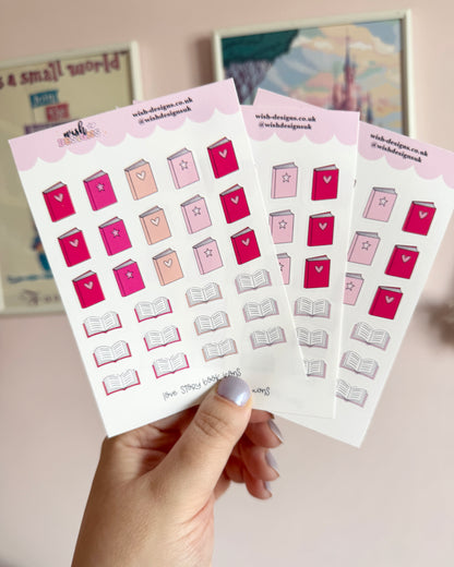 Love Story Book Icons Vinyl Sticker Sheet