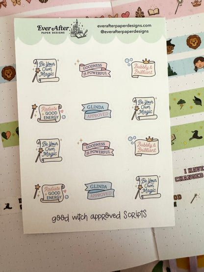Good Witch Approved Scripts Sticker Sheet