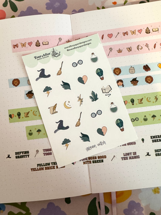 Green Witch Sticker Sheet