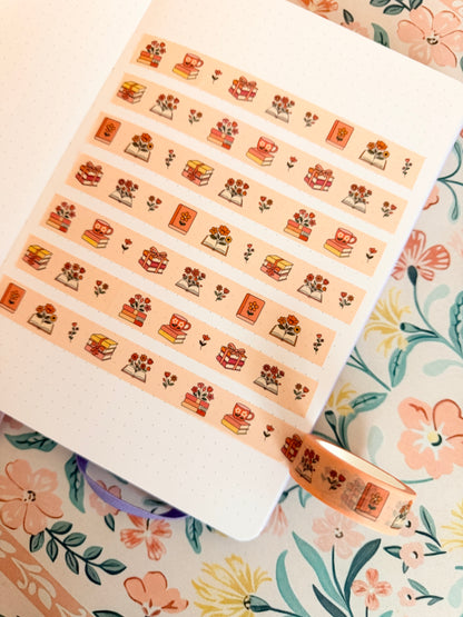 15mm Floral Books Washi Tape