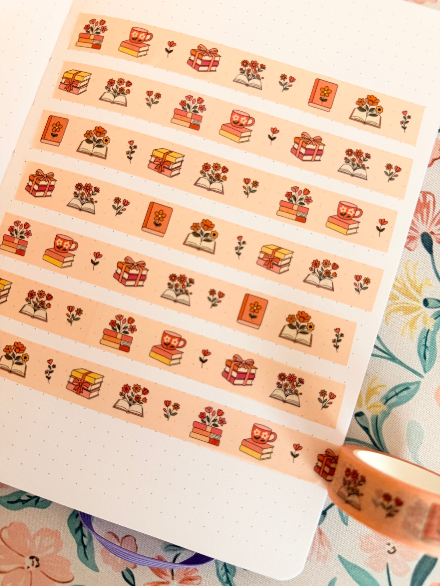 15mm Floral Books Washi Tape