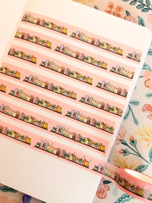 15mm Bloom Where You're Booked Silver Foiled Washi Tape