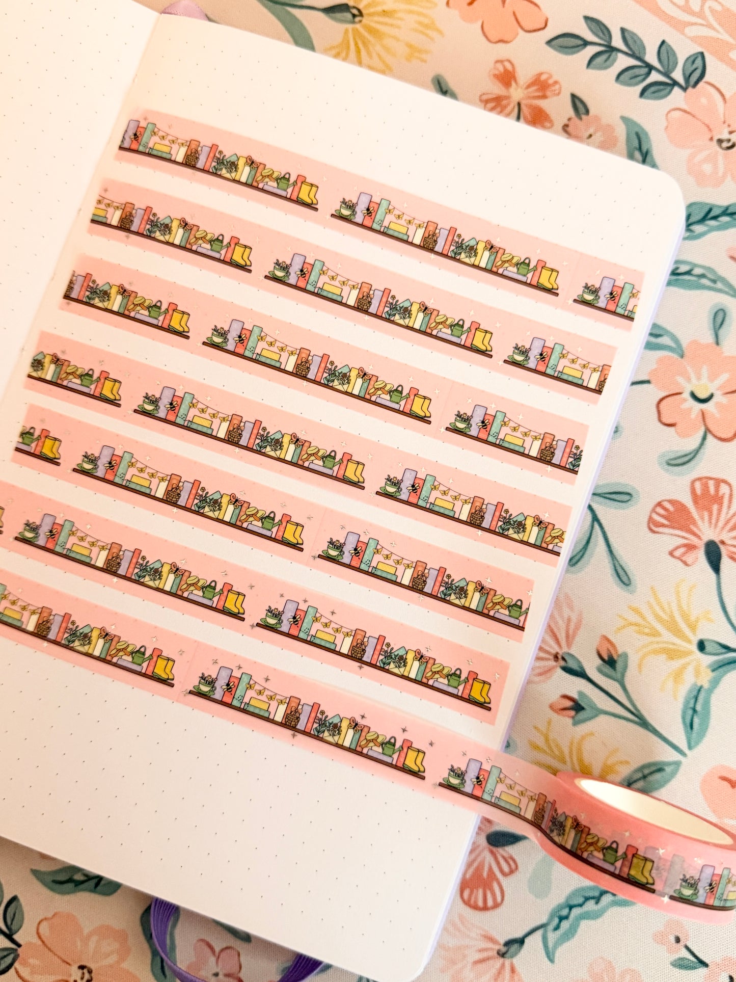 15mm Bloom Where You're Booked Silver Foiled Washi Tape