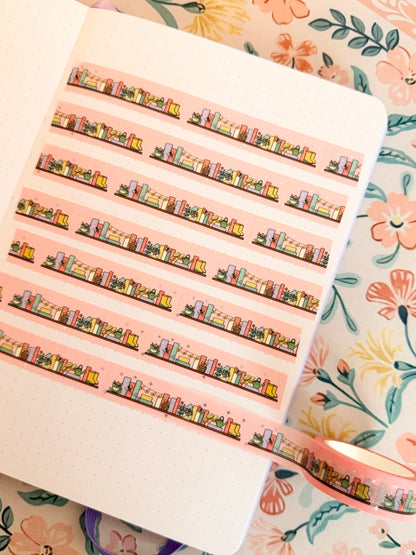 15mm Bloom Where You're Booked Silver Foiled Washi Tape