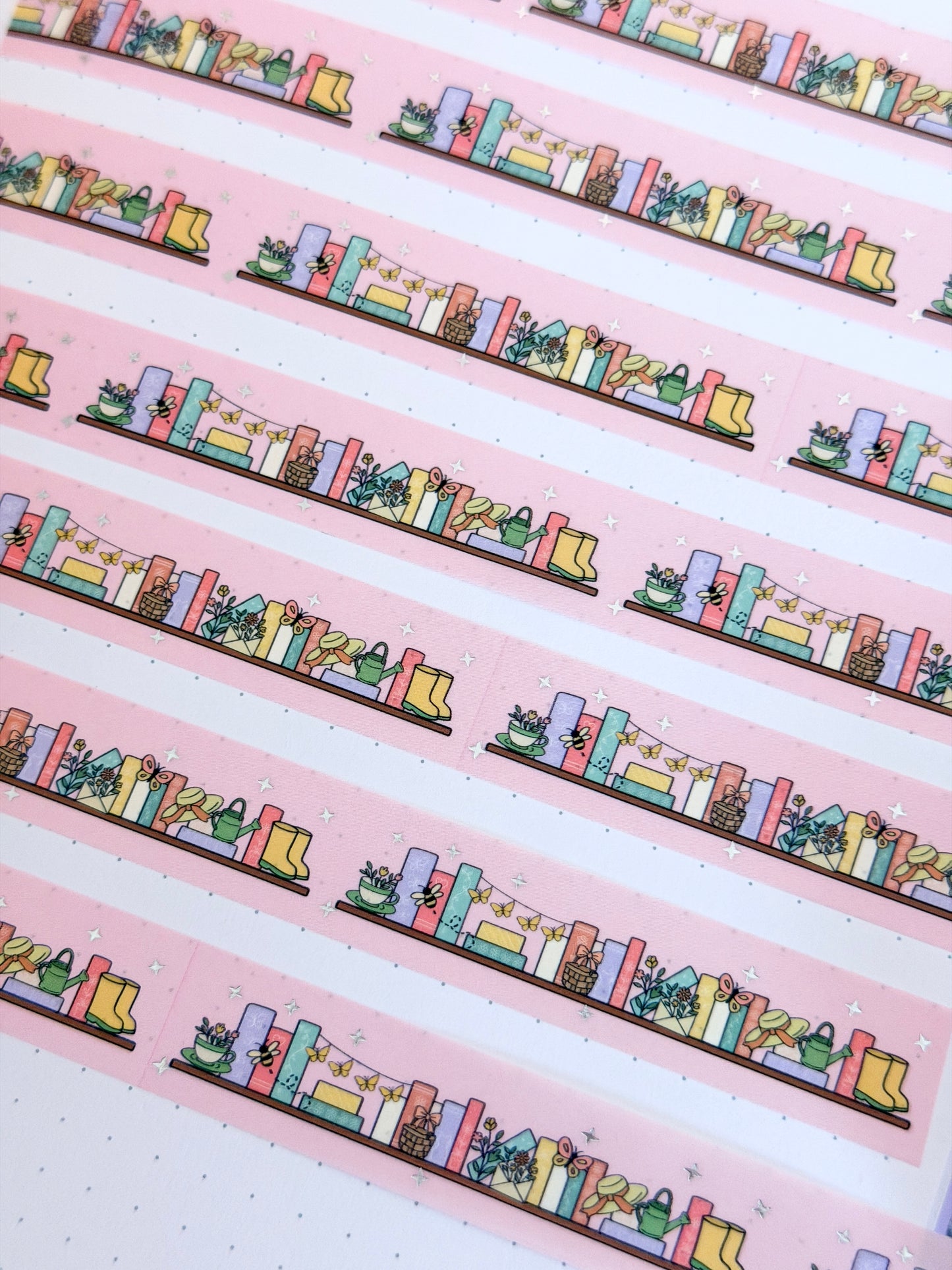 15mm Bloom Where You're Booked Silver Foiled Washi Tape