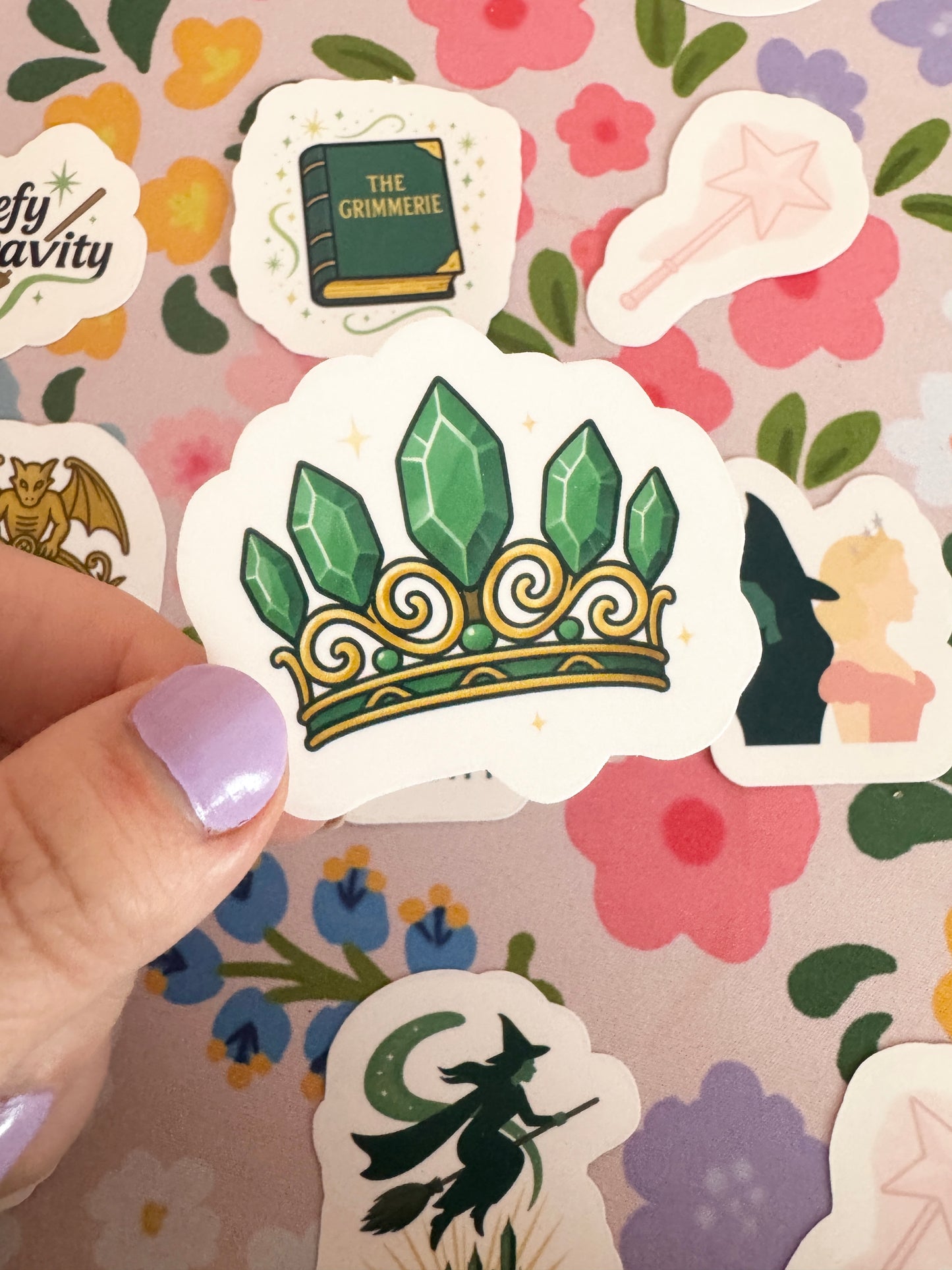 Green Witch Crown Clear Sticker