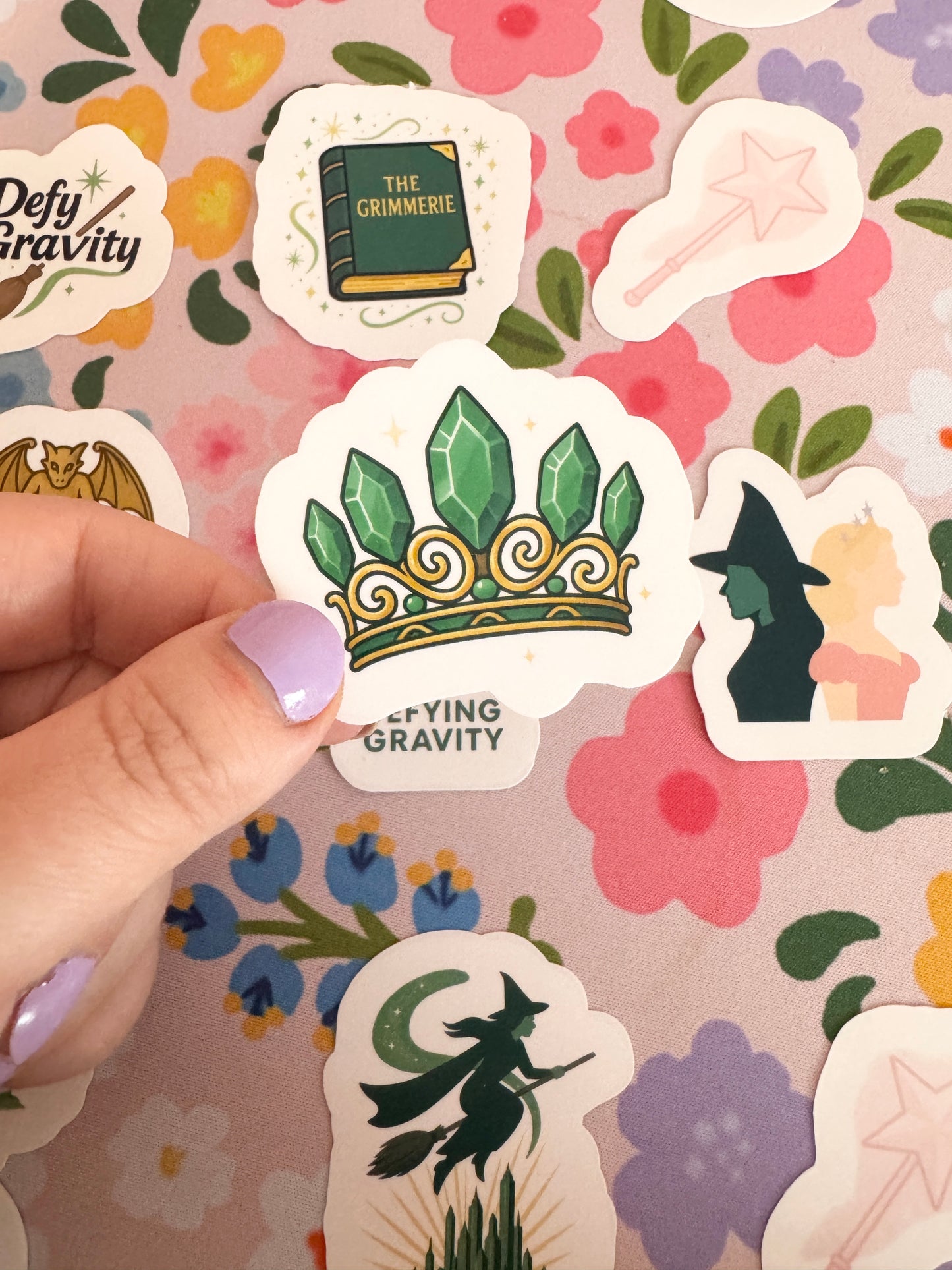 Green Witch Crown Clear Sticker