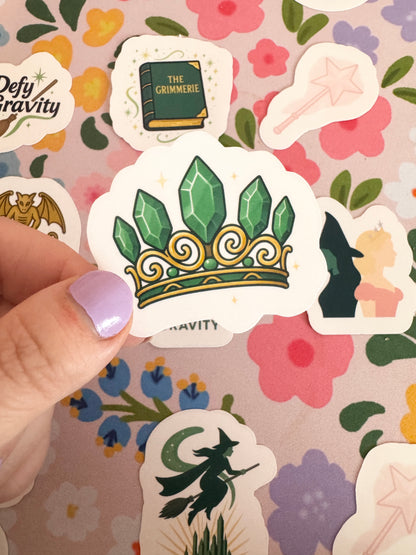 Green Witch Crown Clear Sticker