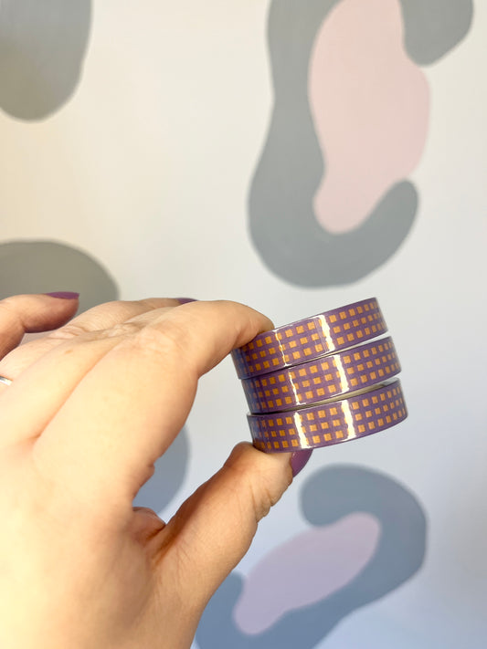 10mm Purple Contrast Check Washi Tape