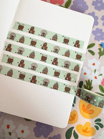 15mm Gingerbread Park Icons Silver Foiled Washi Tape