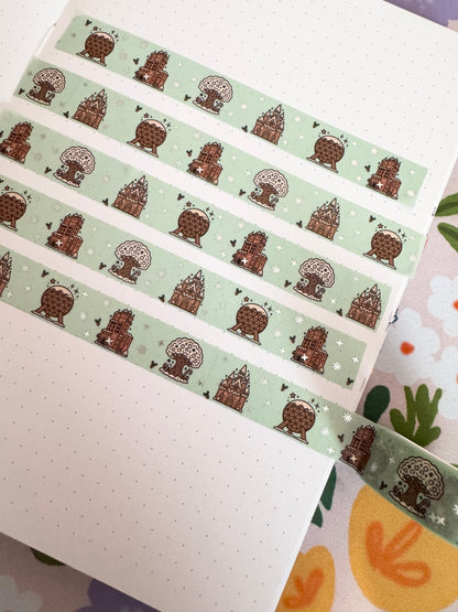15mm Gingerbread Park Icons Silver Foiled Washi Tape