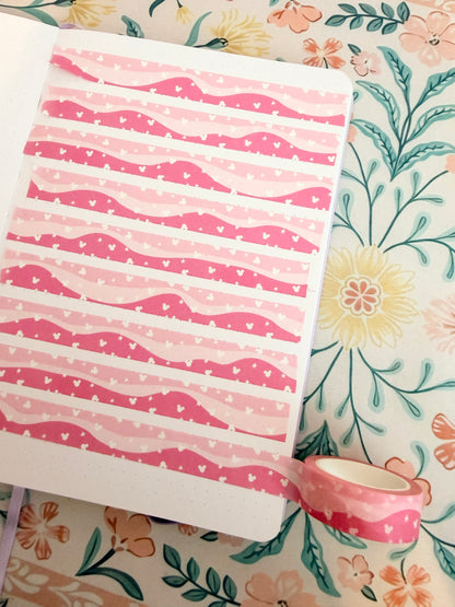 15mm Magical Bubblegum Pink Waves Washi Tape