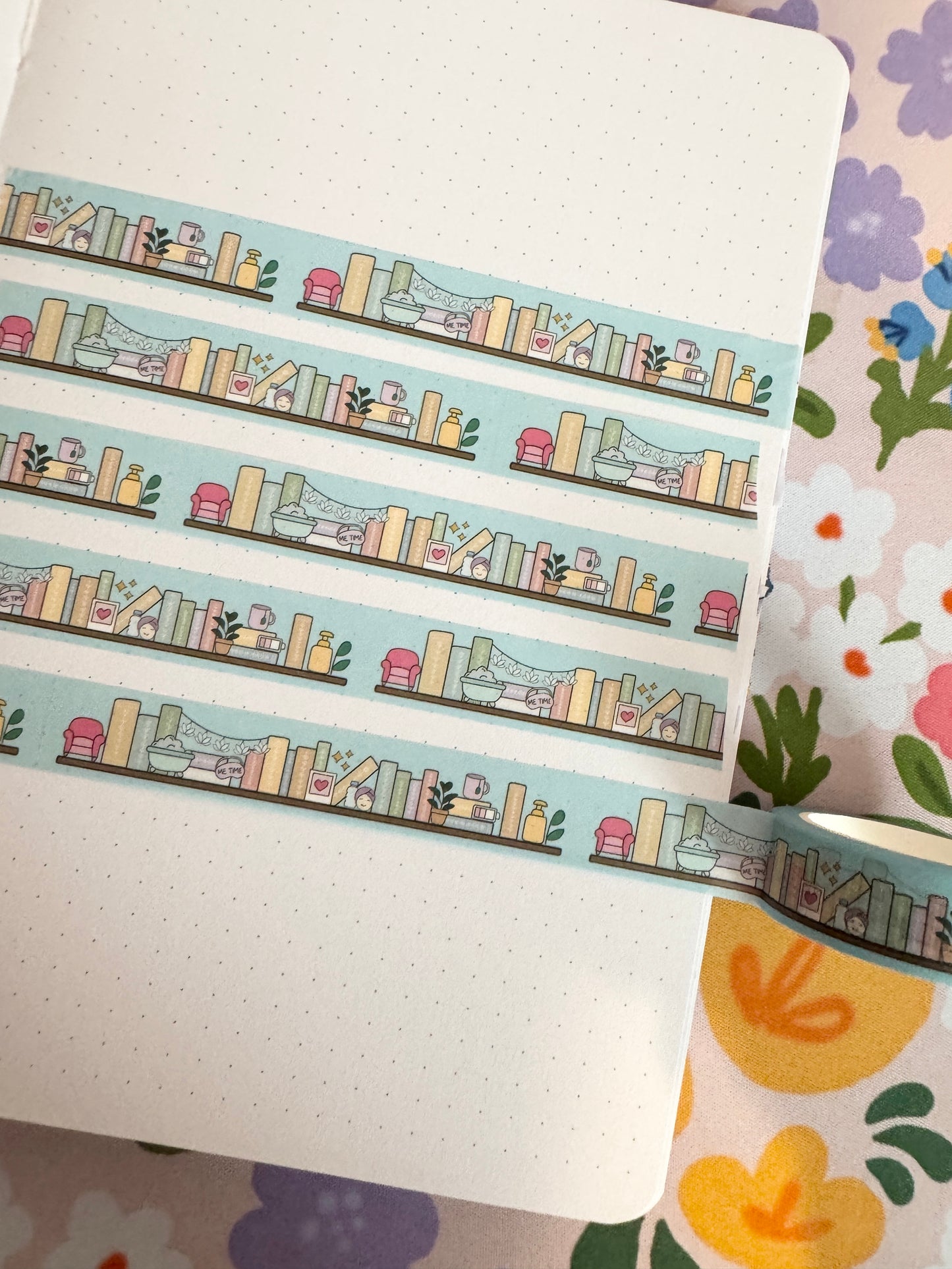 15mm The Read & Recharge Book Club Bookshelf Washi Tape