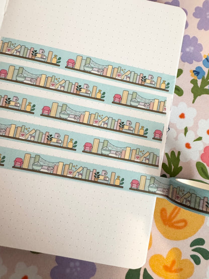 15mm The Read & Recharge Book Club Bookshelf Washi Tape