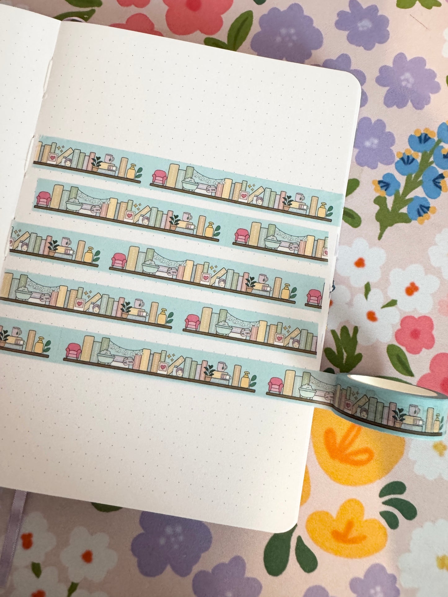 15mm The Read & Recharge Book Club Bookshelf Washi Tape