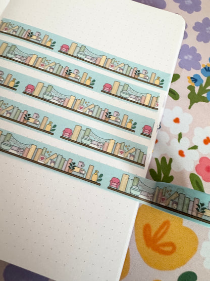 15mm The Read & Recharge Book Club Bookshelf Washi Tape
