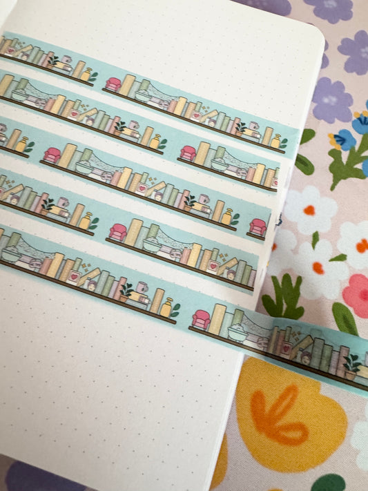 15mm The Read & Recharge Book Club Bookshelf Washi Tape