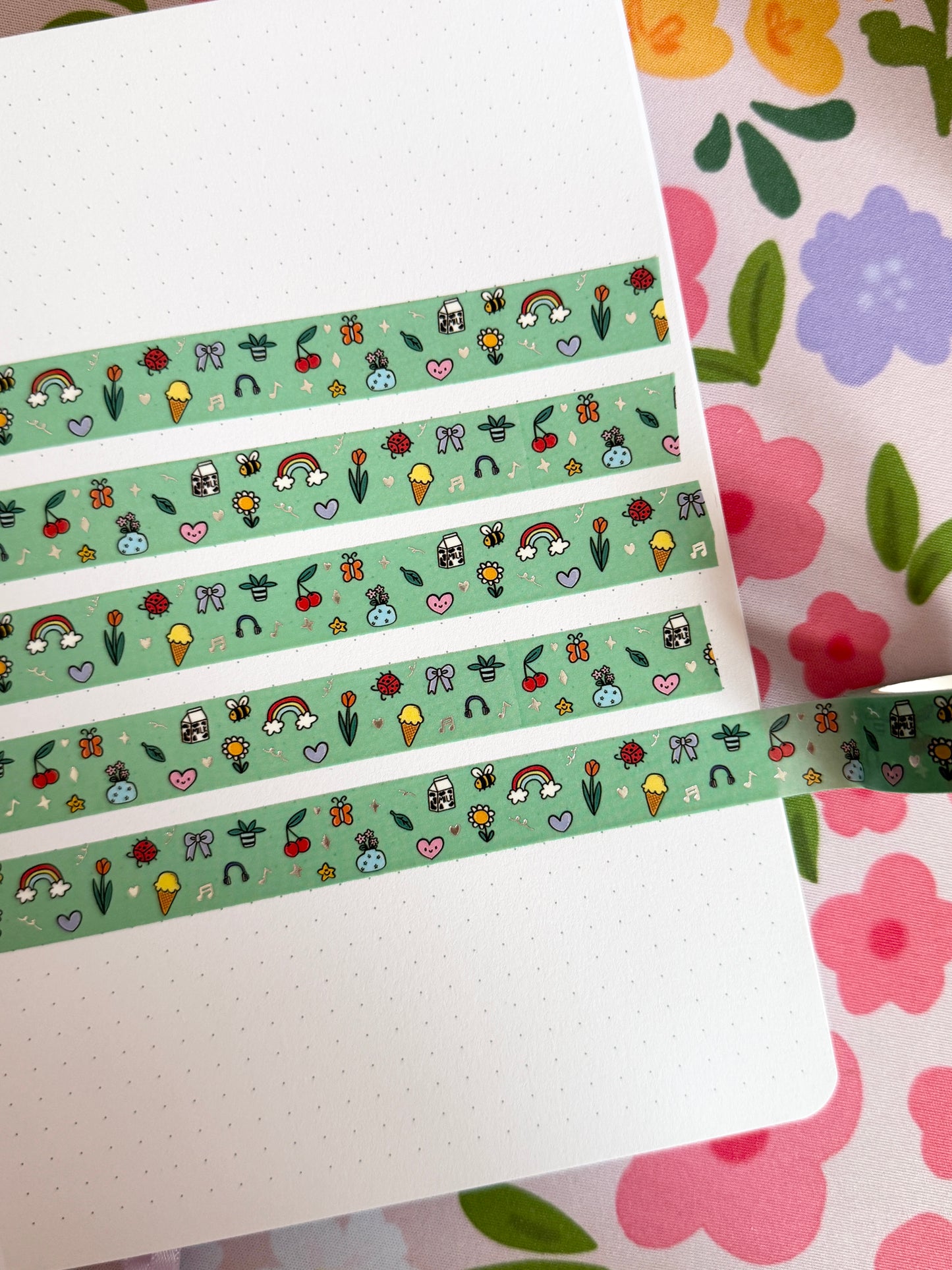 15mm Fresh Start Icons Silver Foiled Washi Tape