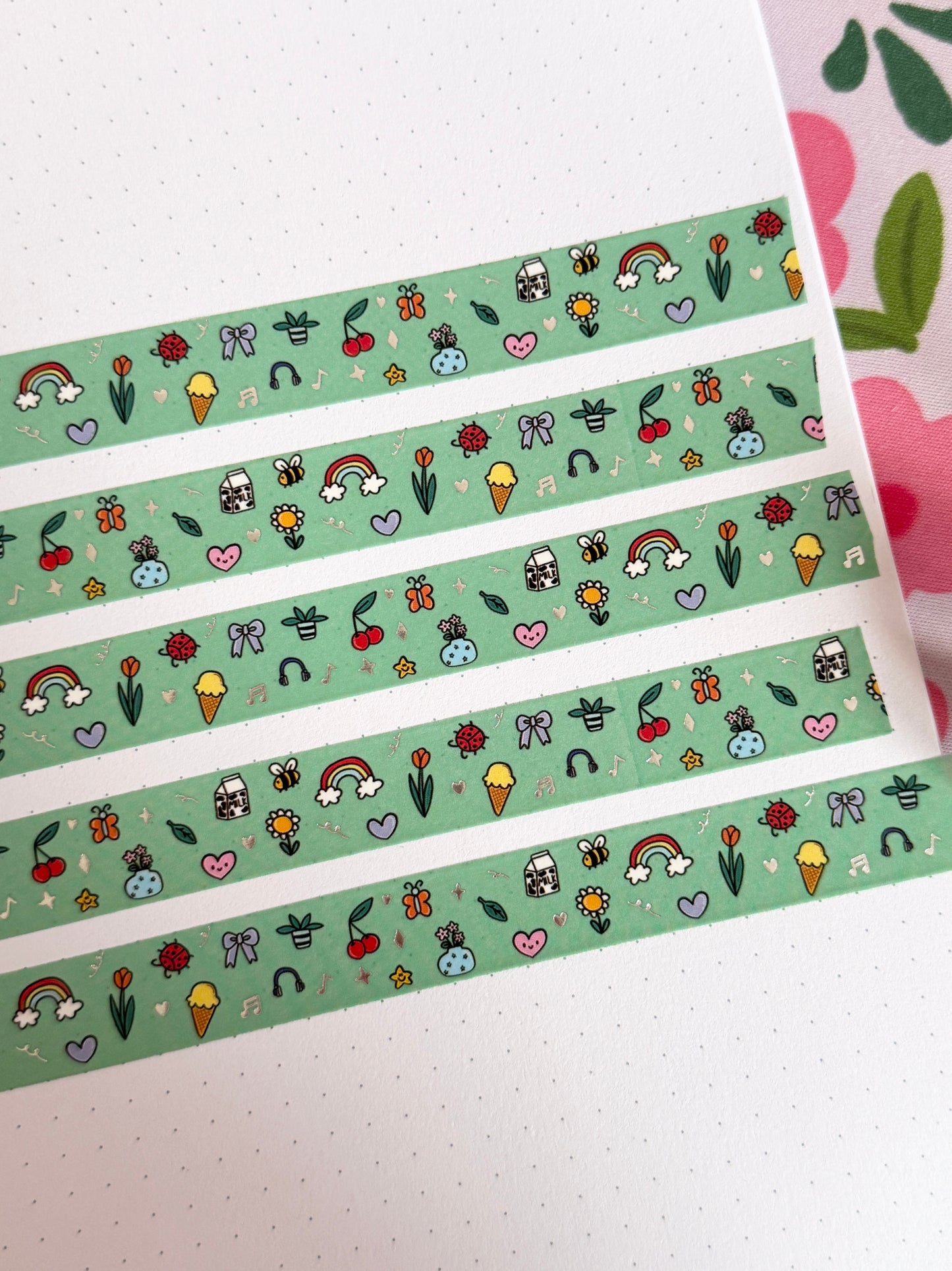 15mm Fresh Start Icons Silver Foiled Washi Tape