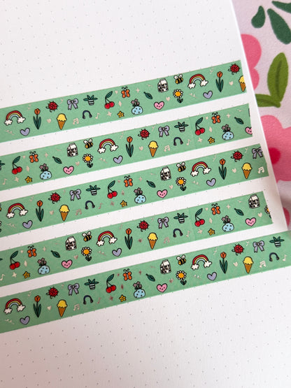 15mm Fresh Start Icons Silver Foiled Washi Tape