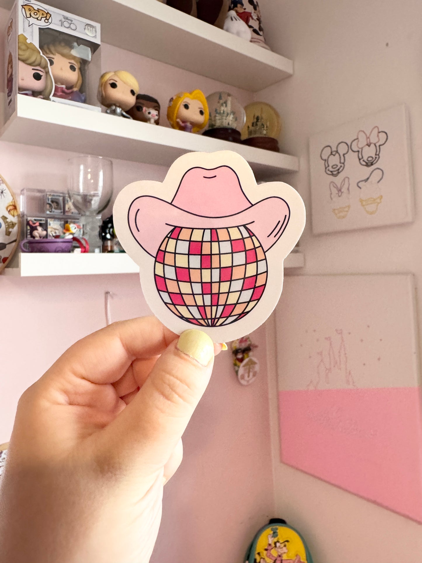 Cowgirl Disco Ball Holographic Sticker