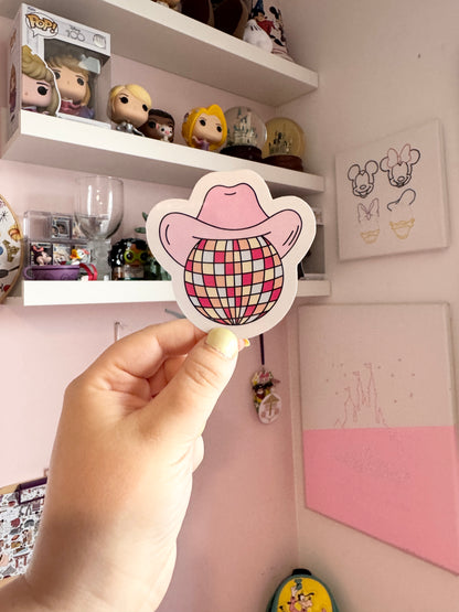 Cowgirl Disco Ball Holographic Sticker