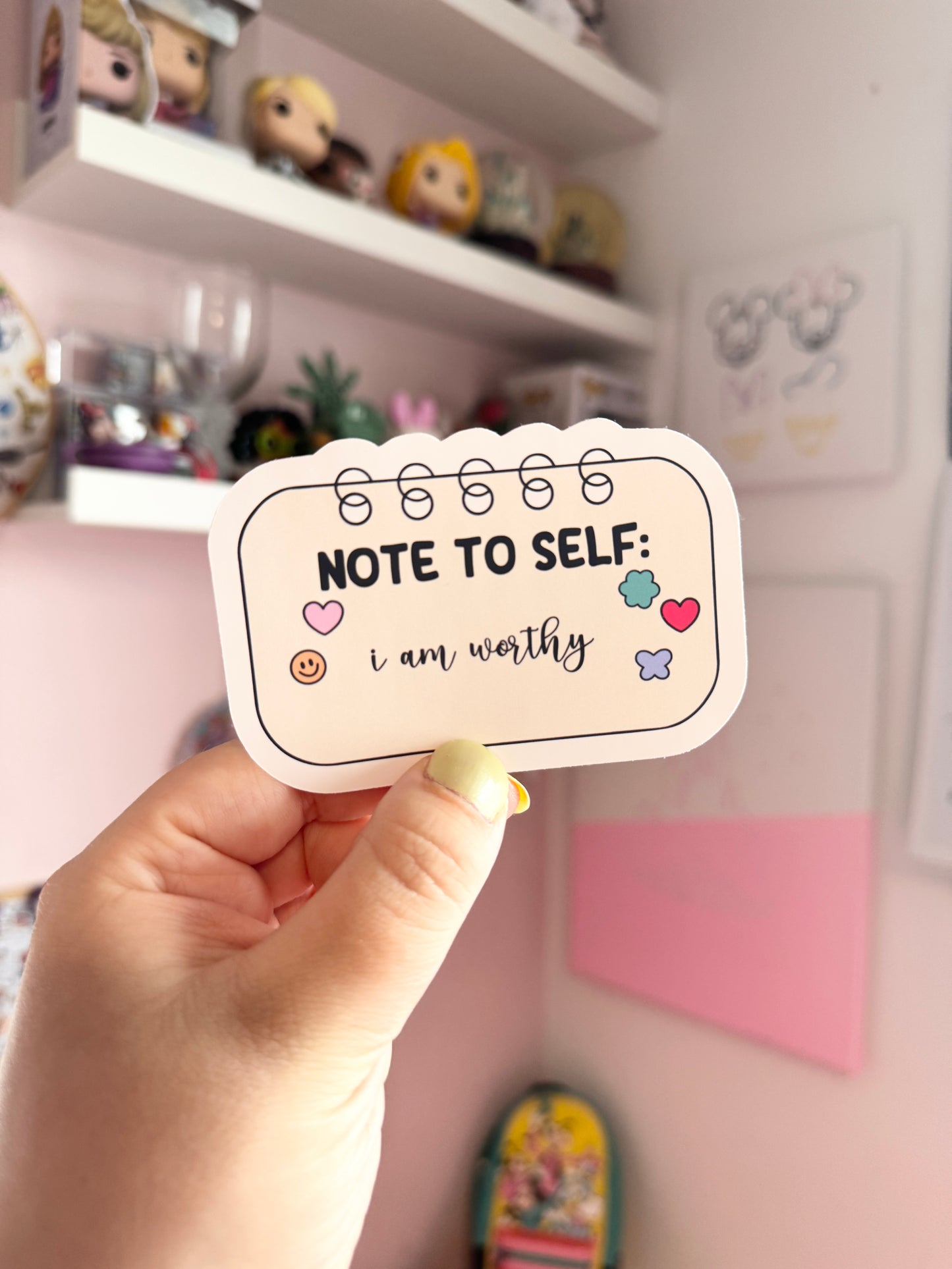 Note To Self: I Am Worthy Vinyl Sticker