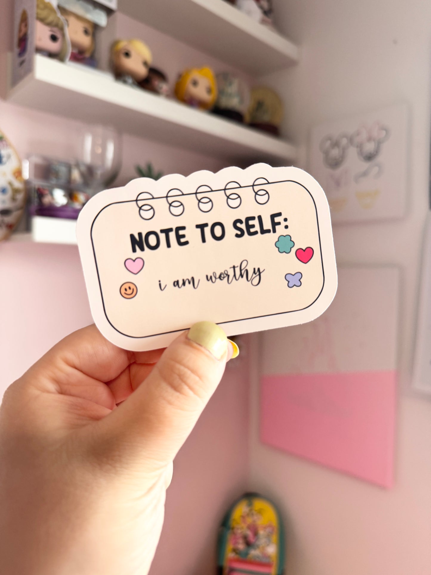 Note To Self: I Am Worthy Vinyl Sticker
