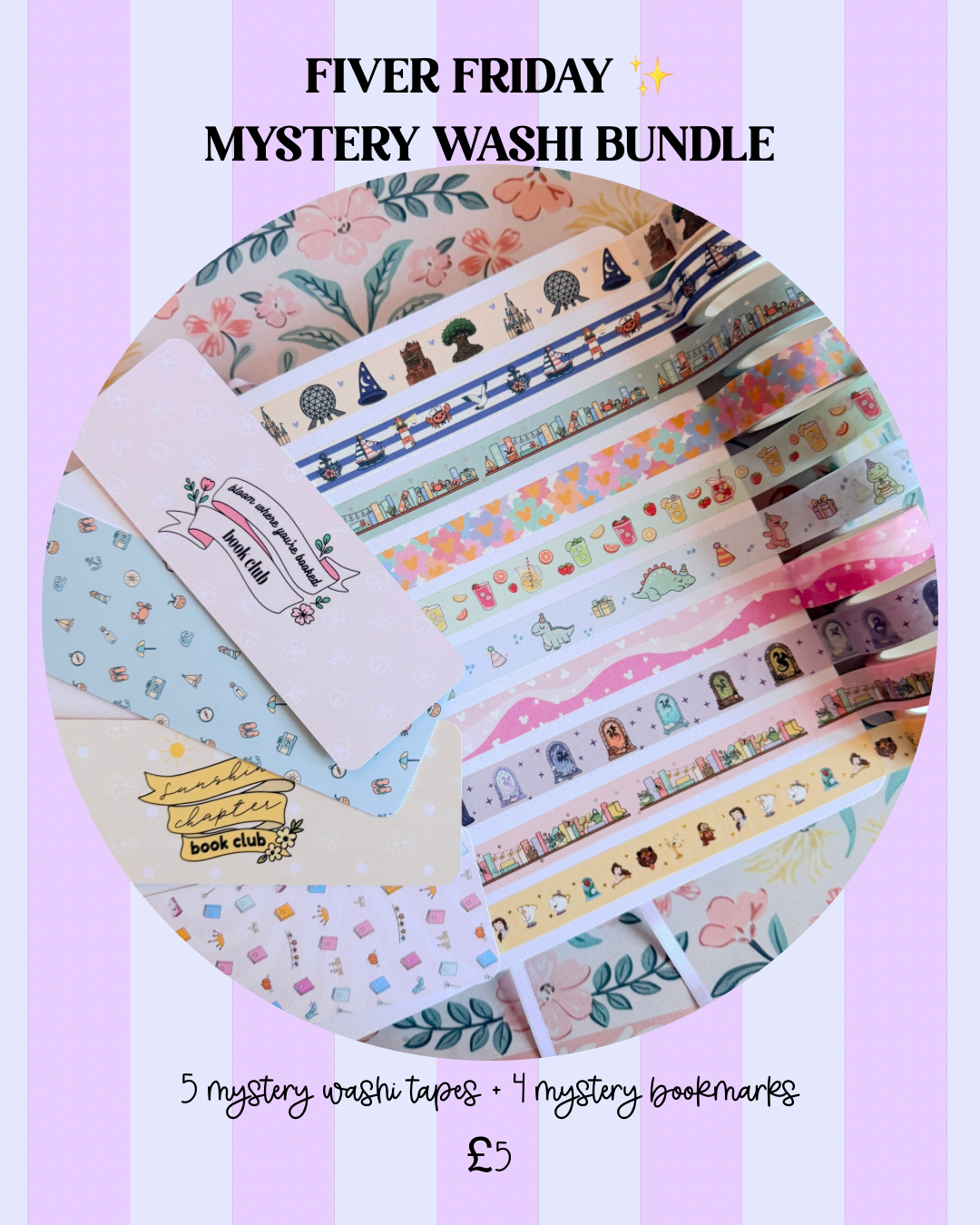 Fiver Friday Mystery Washi & Bookmark Bundle