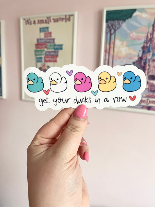 'Ducks in a Row' Large Clear Sticker