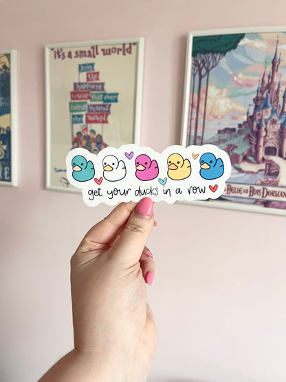 'Ducks in a Row' Large Clear Sticker