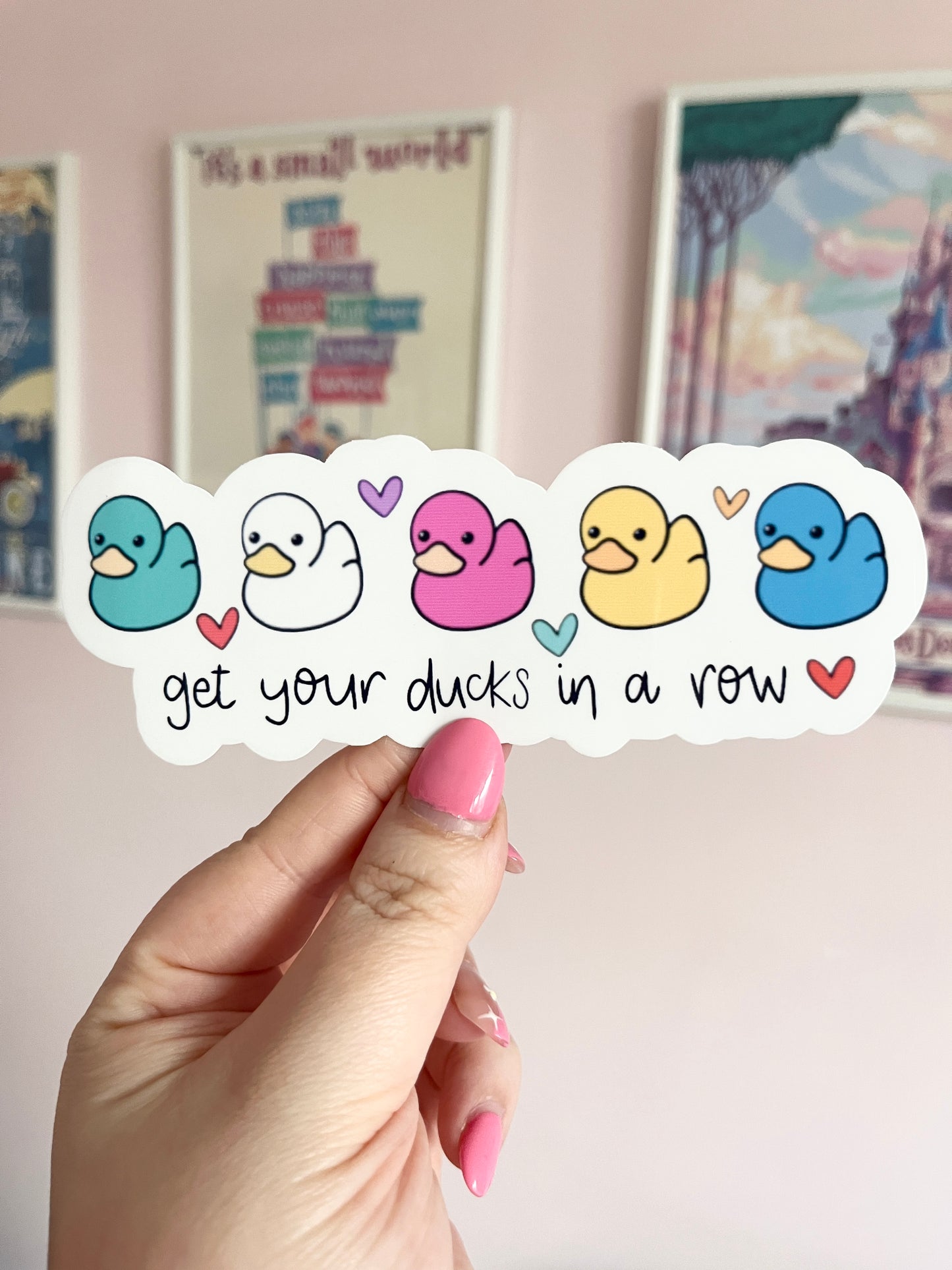 'Ducks in a Row' Large Clear Sticker