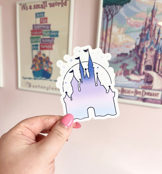 Castle & Fireworks Large Clear Sticker